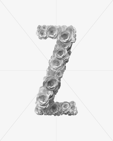 Letter Z from White Paper flower Font on Yellow Images Creative Fonts - S40863