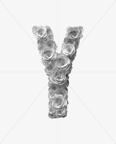 Letter Y from White Paper flower Font on Yellow Images Creative Fonts - S40862