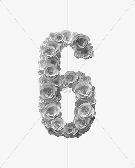 6 from White Paper flower Font on Yellow Images Creative Fonts - S40869