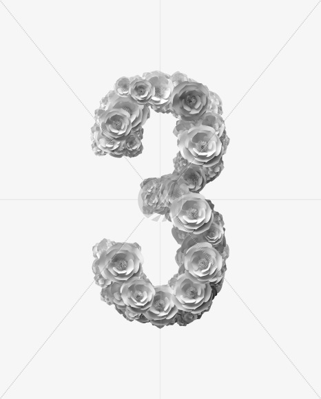 3 from White Paper flower Font on Yellow Images Creative Fonts - S40866