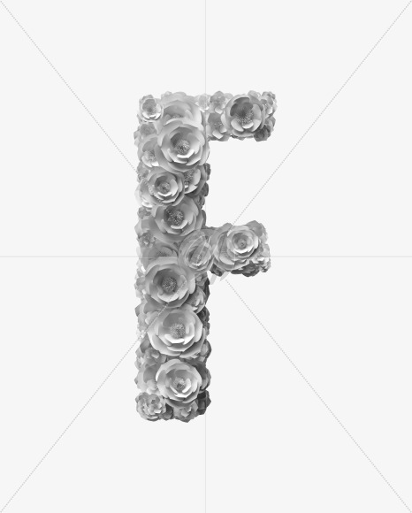 Letter F from White Paper flower Font on Yellow Images Creative Fonts - S40844