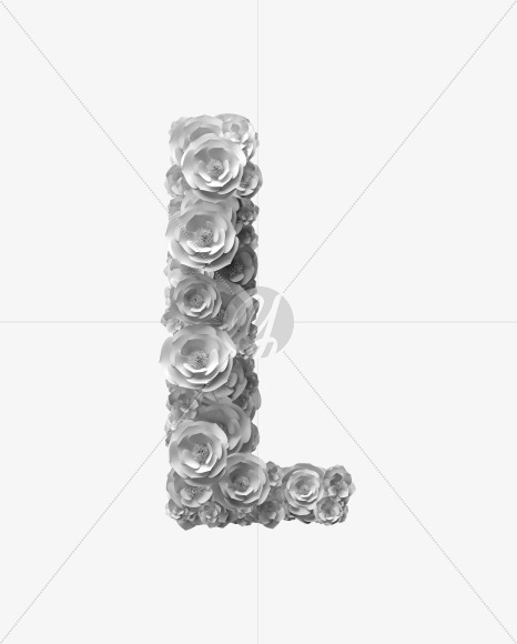 Letter L from White Paper flower Font on Yellow Images Creative Fonts - S40850