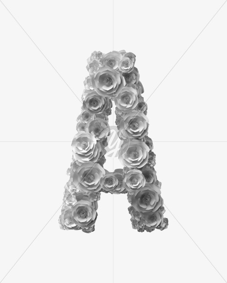 Letter A from White Paper flower Font on Yellow Images Creative Fonts - S40839