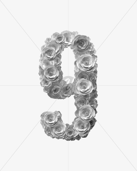 9 from White Paper flower Font on Yellow Images Creative Fonts - S40872