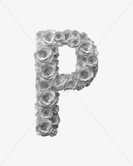 Letter P from White Paper flower Font on Yellow Images Creative Fonts - S40854