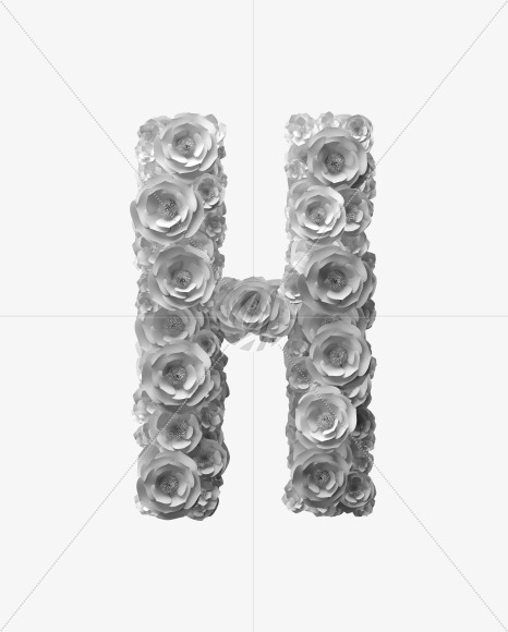 Letter H from White Paper flower Font on Yellow Images Creative Fonts - S40846