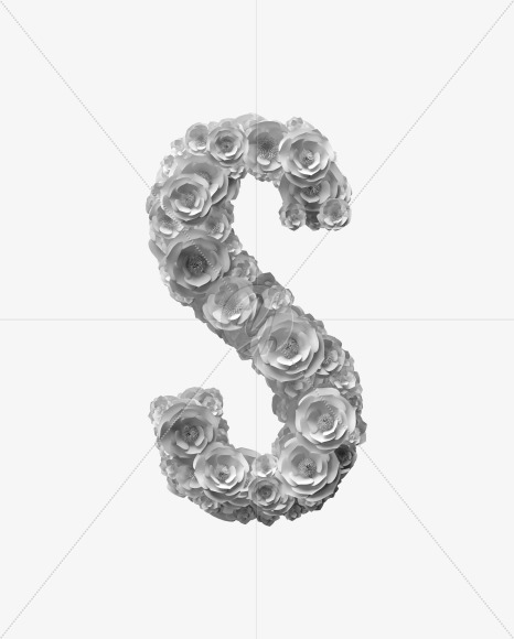 Letter S from White Paper flower Font on Yellow Images Creative Fonts - S40857