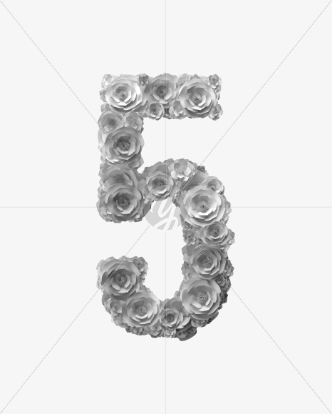 5 from White Paper flower Font on Yellow Images Creative Fonts - S40868