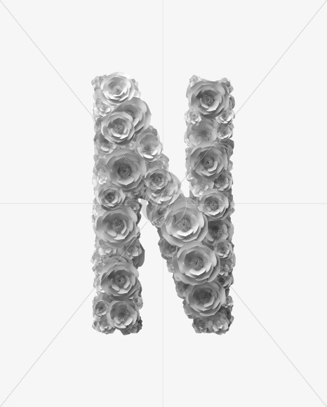 Letter N from White Paper flower Font on Yellow Images Creative Fonts - S40852