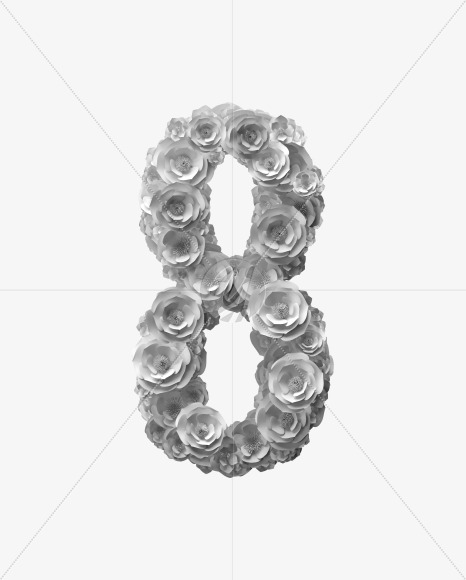 8 from White Paper flower Font on Yellow Images Creative Fonts - S40871