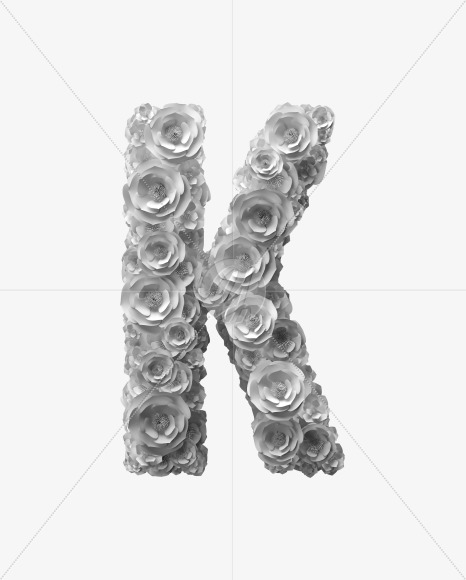 Letter K from White Paper flower Font on Yellow Images Creative Fonts - S40849