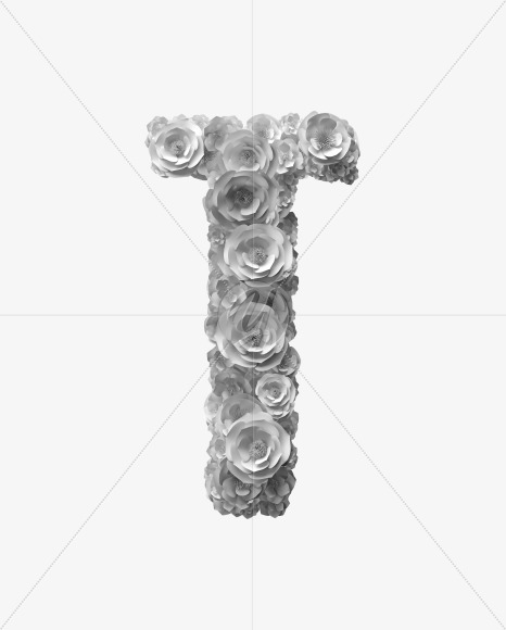 Letter T from White Paper flower Font on Yellow Images Creative Fonts - S40858