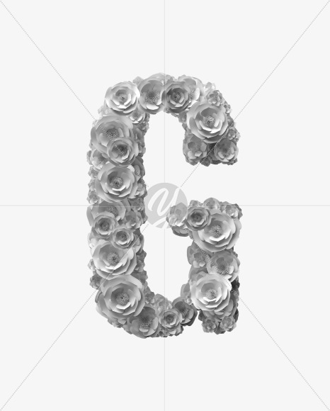 Letter G from White Paper flower Font on Yellow Images Creative Fonts - S40845