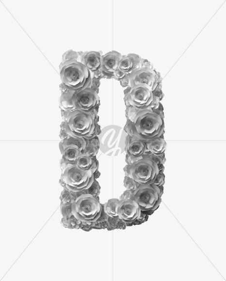 Letter D from White Paper flower Font on Yellow Images Creative Fonts - S40842