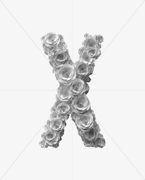 Letter X from White Paper flower Font on Yellow Images Creative Fonts - S40861