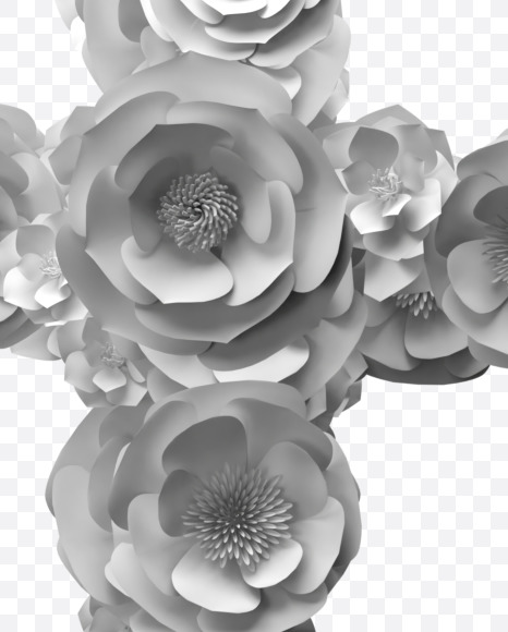 symbols from White Paper flower Font on Yellow Images Creative Fonts - S40883
