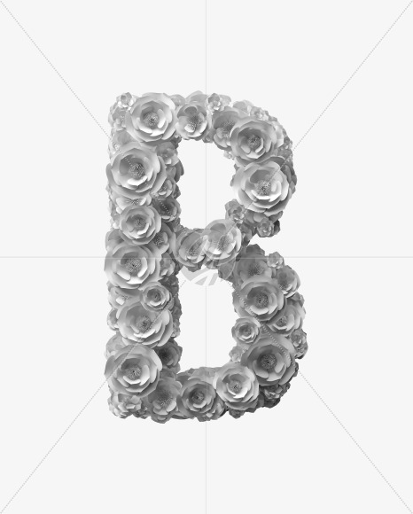 Letter B from White Paper flower Font on Yellow Images Creative Fonts - S40840