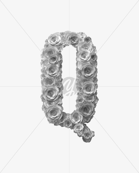 Letter Q from White Paper flower Font on Yellow Images Creative Fonts - S40855