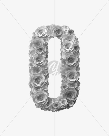 Letter O from White Paper flower Font on Yellow Images Creative Fonts - S40853