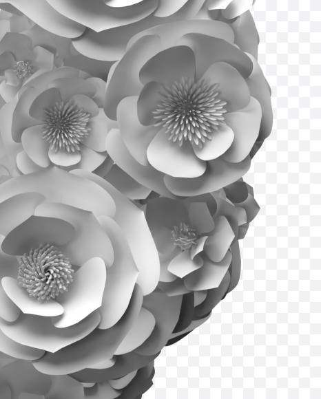 Letter R from White Paper flower Font on Yellow Images Creative Fonts - S40856