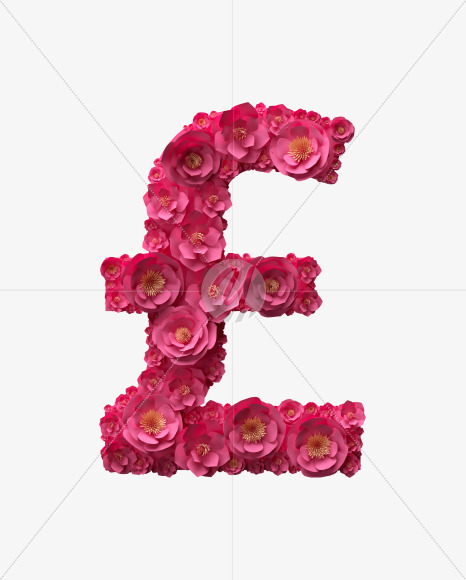 pound from Red Paper Flowers font on Yellow Images Creative Fonts - S40926