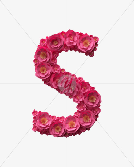 Letter S from Red Paper Flowers font on Yellow Images Creative Fonts - S40903