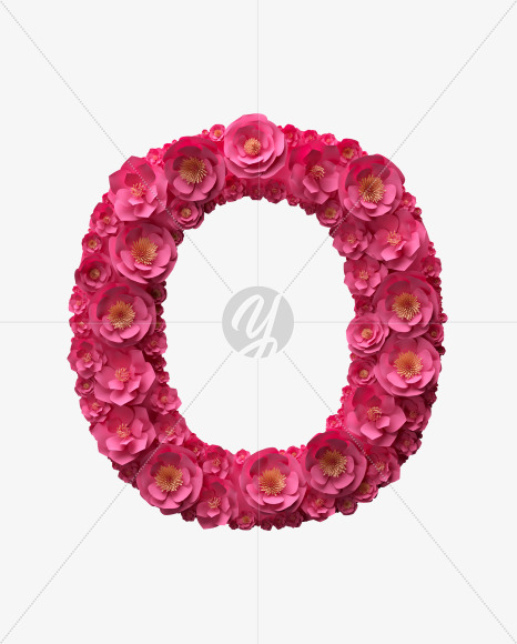 Letter O from Red Paper Flowers font on Yellow Images Creative Fonts - S40899