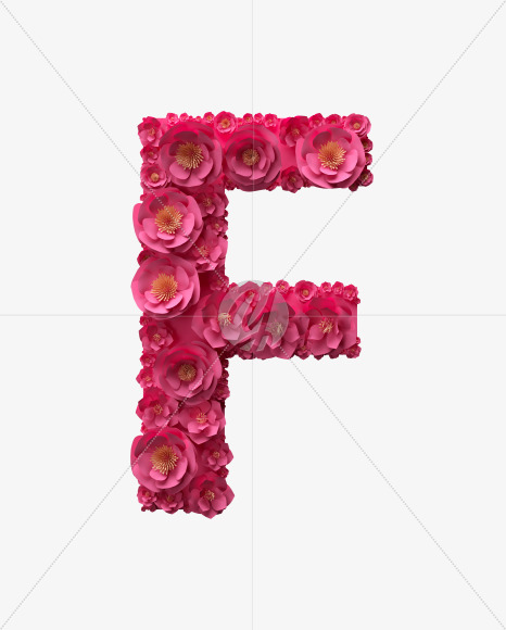 Letter F from Red Paper Flowers font on Yellow Images Creative Fonts - S40890