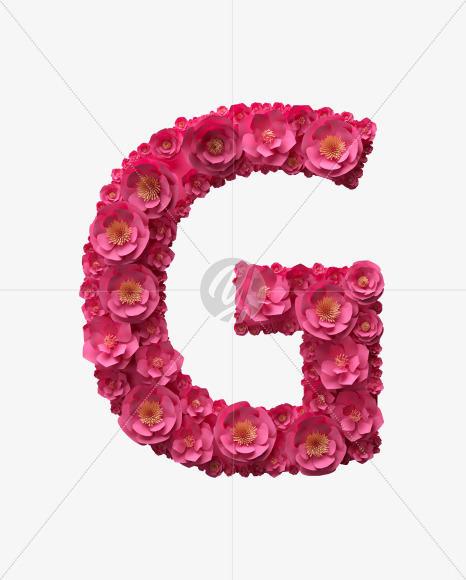 Letter G from Red Paper Flowers font on Yellow Images Creative Fonts - S40891