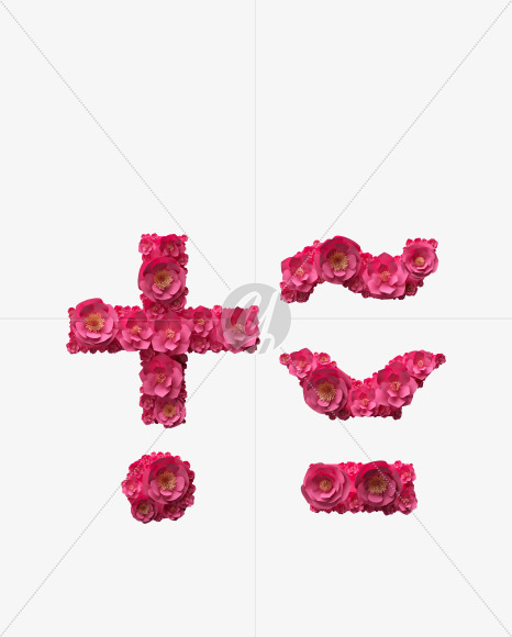 symbols from Red Paper Flowers font on Yellow Images Creative Fonts - S40930