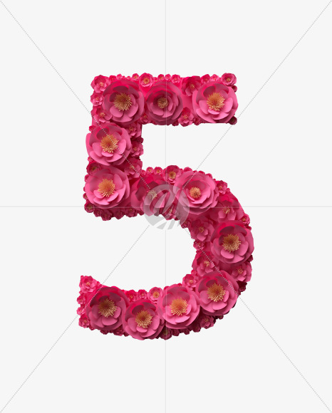 5 from Red Paper Flowers font on Yellow Images Creative Fonts - S40915