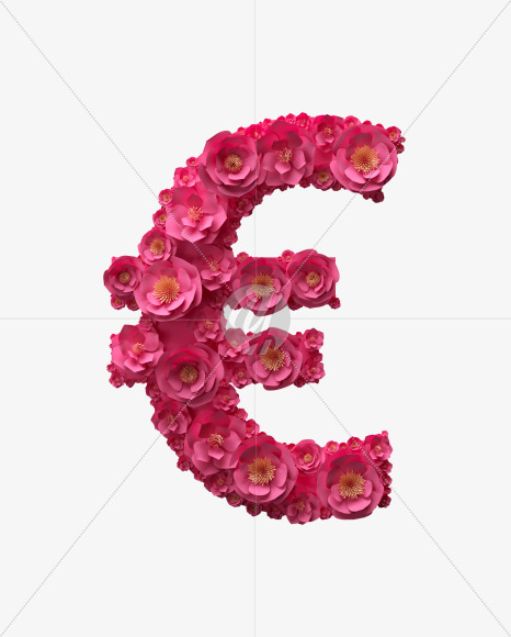 euro from Red Paper Flowers font on Yellow Images Creative Fonts - S40925