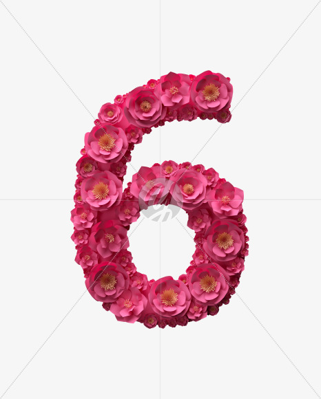 6 from Red Paper Flowers font on Yellow Images Creative Fonts - S40916