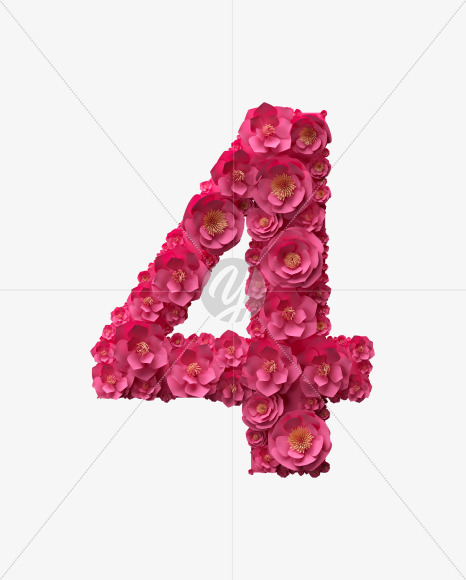 4 from Red Paper Flowers font on Yellow Images Creative Fonts - S40914