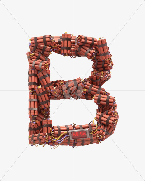 Letter B from Dynamite with Watch Detonator font on Yellow Images Creative Fonts - S40977