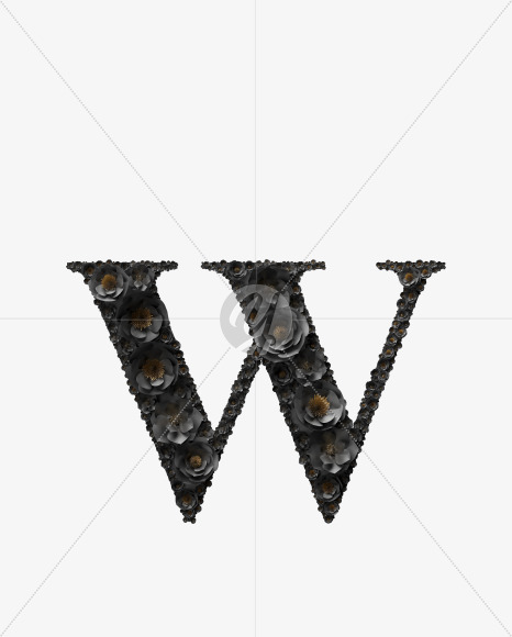 Letter W from Black wedding Font on Yellow Images Creative Fonts - S41050