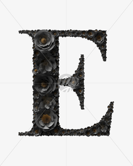 Letter E from Black wedding Font on Yellow Images Creative Fonts - S41032