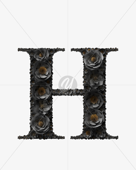 Letter H from Black wedding Font on Yellow Images Creative Fonts - S41035