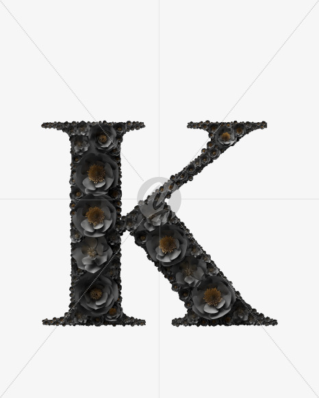 Letter K from Black wedding Font on Yellow Images Creative Fonts - S41038