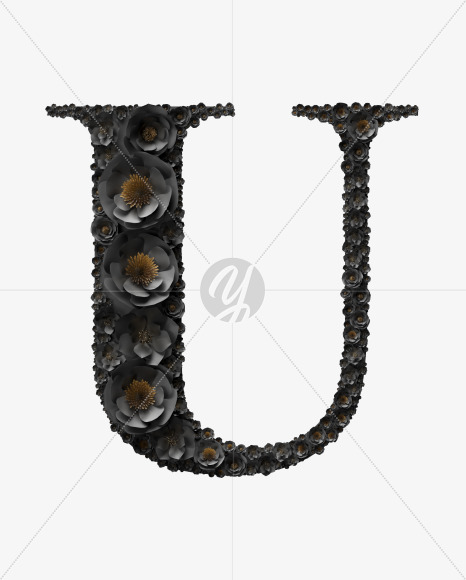 Letter U from Black wedding Font on Yellow Images Creative Fonts - S41048