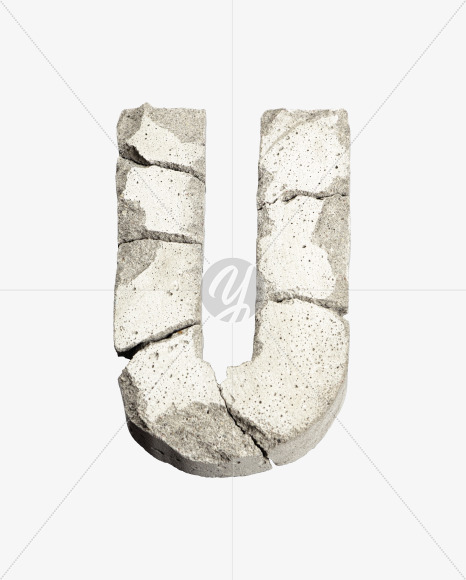 Letter U from Demolition Font on Yellow Images Creative Fonts - S41096