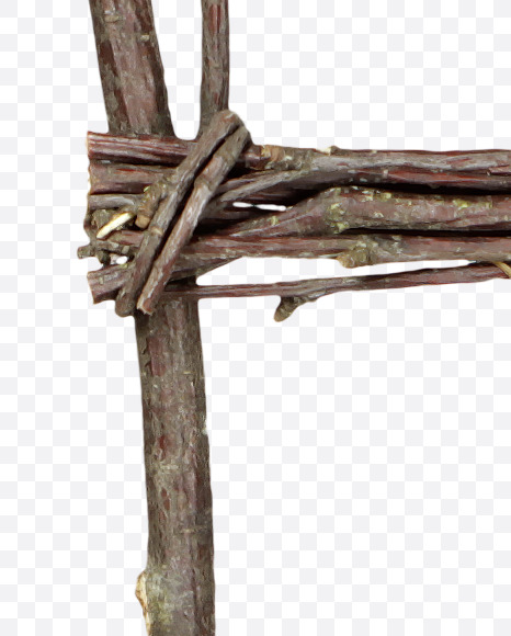 Letter P from Twigs Brown Font on Yellow Images Creative Fonts - S41183