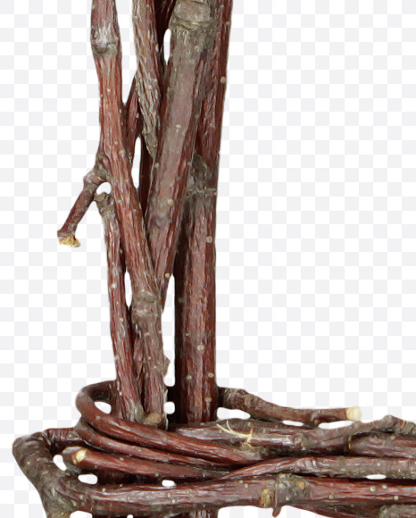 Letter H from Twigs Brown Font on Yellow Images Creative Fonts - S41175