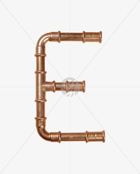 Letter E from Copper Pipe Font on Yellow Images Creative Fonts - S41261