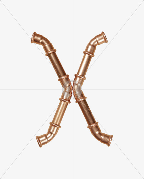 Letter X from Copper Pipe Font on Yellow Images Creative Fonts - S41280