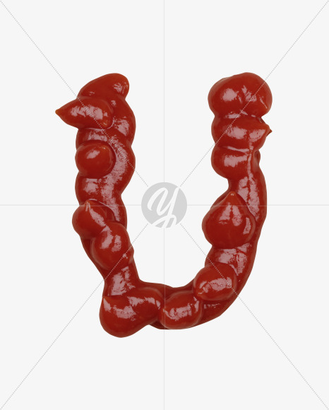 Letter U from More Ketchup Font on Yellow Images Creative Fonts - S41449