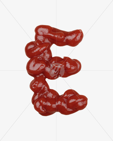 Letter E from More Ketchup Font on Yellow Images Creative Fonts - S41433