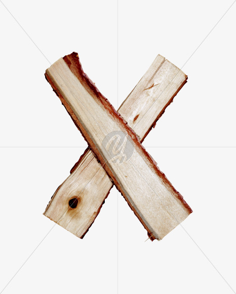 Letter X from Log Font on Yellow Images Creative Fonts - S41542