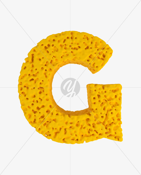 Letter G from Sponge Font on Yellow Images Creative Fonts - S41920