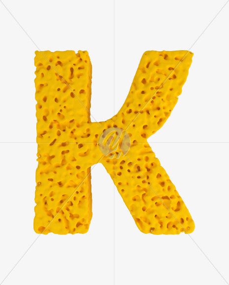 Letter K from Sponge Font on Yellow Images Creative Fonts - S41924